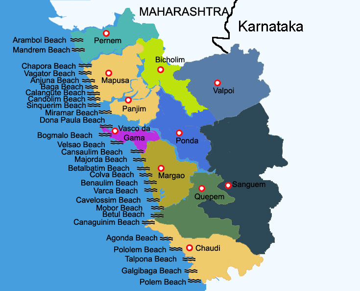 South Goa Map With Places To Visit Map Of Goa Districtwise, Goa Map, Pilgrimage Centres In Goa, Beaches In Goa,  Hillstations In Goa, Historical Places In Goa, Goa District Map, Districts  Of Goa, Goa District Map, District Map Of